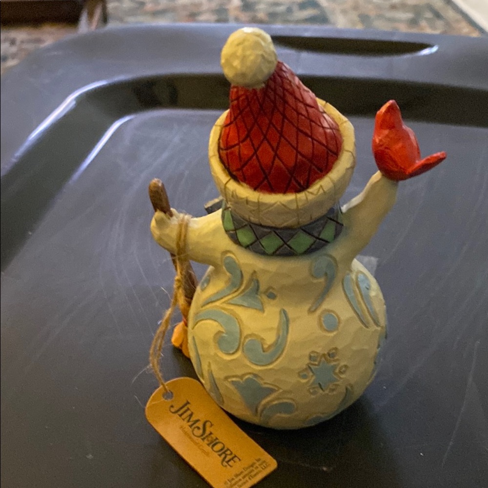 Jim Shore Snowman with Red Hat and Green Scarf - Picture 2 of 4